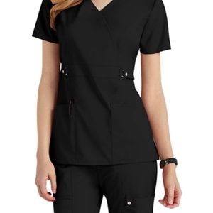 Cherokee Luxe Mock Wrap Scrub and pants set